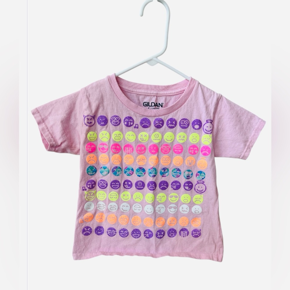 Emoji Toddler Tshirt 100 Days of School 100 Emojis Handmade Cotton Shirt Size 4T